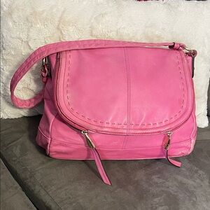 B. Makowsky Pink Leather Shoulder Bag